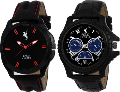 POLO HUNTER PH-1422 Multi Color Pack Of 2 Elegant Watch  - For Men   Watches  (Polo Hunter)