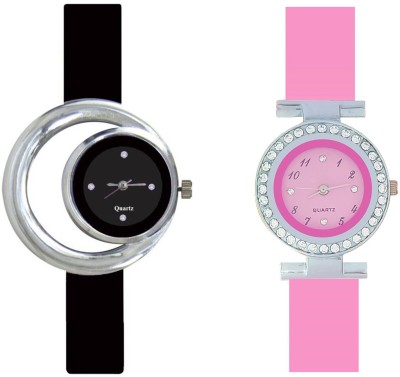 keepkart Blk Moon Dial Nd Pink Studed Diamond Classic Combo Watches For Woman And Girls Watch  - For Girls   Watches  (Keepkart)