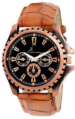 Jack Klein Stylish Black Dial Brown Strap Watch  - For Men   Watches  (Jack Klein)