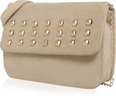 Bagclan Suede sling Cream Sling Bag(Beige, 4 L)