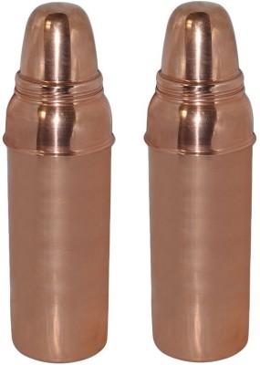 Saanvi Creations Pure Copper Thermos Design Water Bottle Plain 900 ml Bottle(Pack of 2, Brown, Copper)