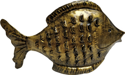 

Sancheti Art Fish Shape Iron 1 - Cup Tealight Holder(Gold, Pack of 1)