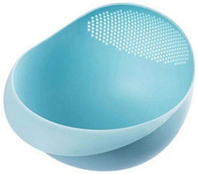 

ShopAis Bowl And Strainer In One , Plastic Wash Rice Pasta, Chowmein, Drainer, Colander Strainer(Blue Pack of 1)