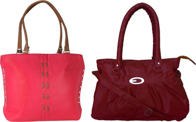 

Vera Stayle Hand-held Bag(Pink, Maroon), Maroon;pink