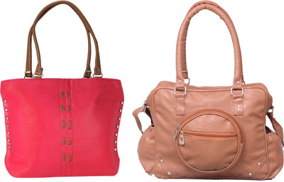 

Vera Stayle Hand-held Bag(Pink, Beige), Beige;pink