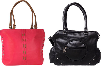 

Vera Stayle Hand-held Bag(Pink, Black), Black;pink