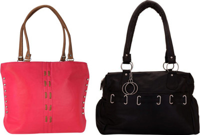 

Vera Stayle Hand-held Bag(Pink, Black), Black;pink