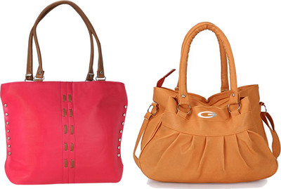 Vera Stayle Hand-held Bag(Pink, Yellow)