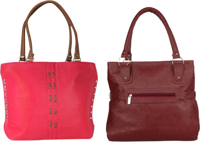 

Vera Stayle Hand-held Bag(Pink, Maroon), Maroon;pink