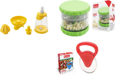 

Nestwell LEMON SQUEEZER WITH GARLIC CRUSHER WITH PIZZA CUTTER LEMON SQUEEZER WITH GARLIC CRUSHER WITH PIZZA CUTTER Multicolor Kitchen Tool Set(Multicolor)