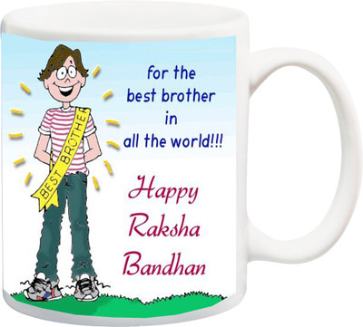 

ME&YOU Raksha Bandhan Gift For Bro/ Bhai; for the best brother in all the world printed Ceramic Mug(325 ml), Multicolor