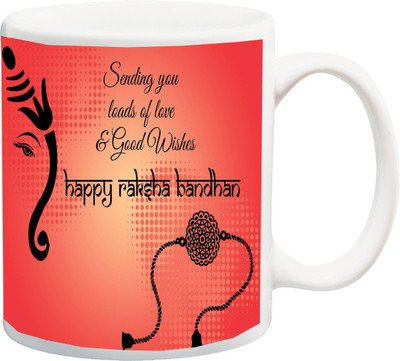 

ME&YOU Raksha Bandhan Gift For Brother/ Bro/ Bhai/ Sister/ Sis/ Behan; sending you loads of love & good wishes printed Ceramic Mug(325 ml), Multicolor