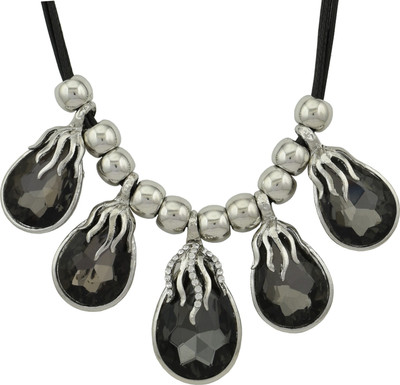 HIGH TRENDZ Elegant Designer Party Wear Black Silver Crystal Alloy Pendant Set