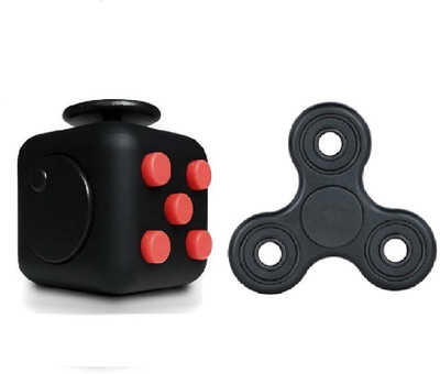 

mayatra's Combo of - 2 - Fidget Spinner & Fidget Cube Stress Focus Toy Relieves Boredom Guarantee 2 min + Spin Time(Red-Black)(2 Pieces)