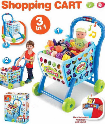 

HALO NATION Big Size Shopping Cart Toy for kids - 3in1 Interactive Learning Toy with Light and Sound
