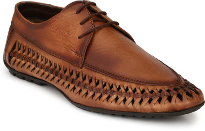 

Peponi Tan Genuine Leather Lace Up Casual Shoes Casuals For Men(Beige