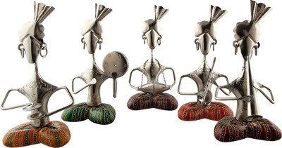 

NG Art Ventura Set of 5 sitting musicians Decorative Showpiece - 20 cm(Wooden, Iron, Multicolor)