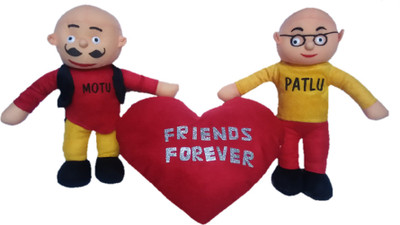 

Aparshi Motu Patlu with Friends Forever heart stuffed soft toy (Pack of 3) - 39 cm(Multicolor)