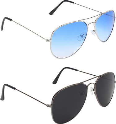 ABNER Aviator Sunglasses(For Men & Women, Blue, Black)