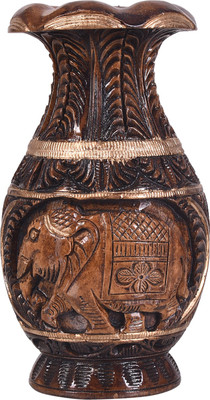 

Craft Trade Handmade Brown Wooden Elephant Vase Wooden Vase(5.5 inch, Brown)