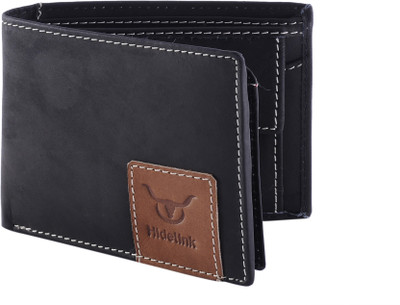 

Hidelink Men Black Genuine Leather Wallet(6 Card Slots)