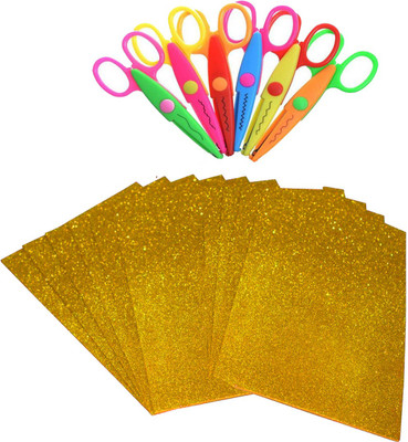 

Stealodeal Yellow Glitter Foam Sheet - A4 Size Set of 10 Sheets With Zigzag Scissor