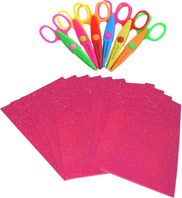 

Stealodeal Pink Glitter Foam Sheet - A4 Size Set of 10 Sheets With Zigzag Scissor