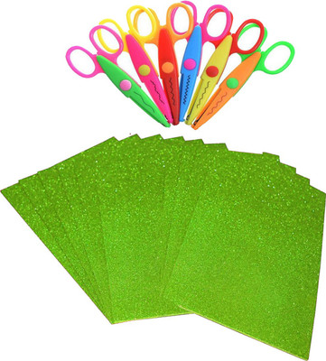 

Stealodeal Green Glitter Foam Sheet - A4 Size Set of 10 Sheets With Zigzag Scissor
