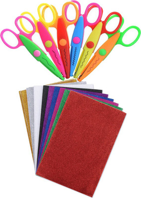 

Stealodeal Multicolor Glitter Foam Sheet - A4 Size Set of 10 Sheets With Zigzag Scissor