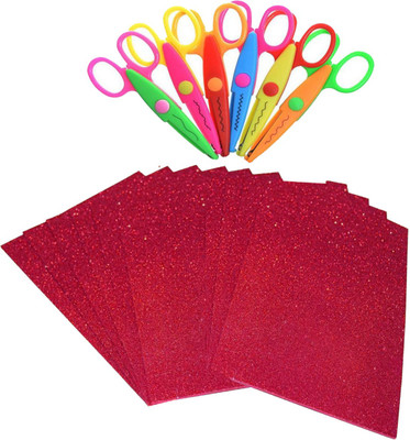 

Stealodeal Rose Gold Glitter Foam Sheet - A4 Size Set of 10 Sheets With Zigzag Scissor