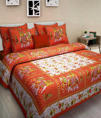 

clarks creation Cotton Double Printed Bedsheet(Pack of 1, Multicolor)