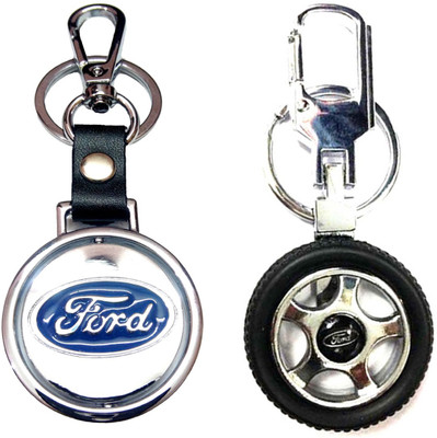 

City Choice New Combo of Ford Wheel & Revolving Locking Key Chain(Multicolor)