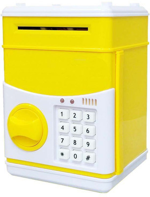 

Magicwand Money Safe Kids Piggy Savings Bank with Electronic Lock (Yellow White) Coin Bank(Yellow)