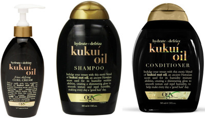 

Ogx Imported Hydrate & Defrizz Kukui oil Hair Care Set (Shampoo+Conditioner+Frizz Defying Curl Cream)(Set of 3)