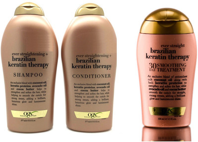 

Ogx Imported Ever Straightening + Brazilian Keratin Therapy Hair Care Set 2 (Shampoo+Conditioner+30 Smoothing Day Treatment)(Set of 3)
