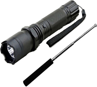 

WIB 2.5 million volt Rechargeable Flash Light Stun Gun With Self Defence Telescopic Iron Baton Folding Stick With Cushion Grip(Set of 2)