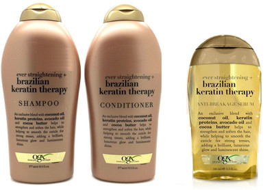 

Ogx Imported Ever Straightening + Brazilian Keratin Therapy Hair Care Set 1 (Shampoo+Conditioner+Hair Serum)(Set of 3)