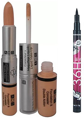 

ADS Foundation And Concealer with Sketch Pen Eyeliner(Set of 4)