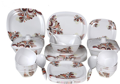 Everyday Floral Melamine Pack of 34 Dinner Set(Melamine)