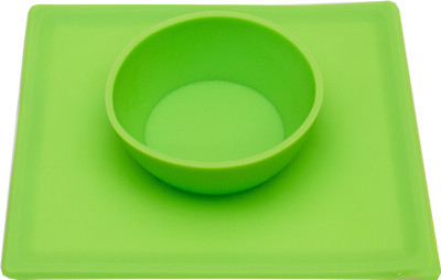 

FabSeasons Silicone Food Grade, Non-Toxic and BPA free Suction base Bowl+Placemat 2in1 for Toddlers - Silicone(Green)