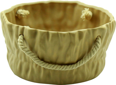 

Importwala Round Ceramic Basket Brown Ceramic Flower Basket without Artificial Flower & Plant(W: 17.5 cm x H: 8.5 cm x D: 17.5 cm)