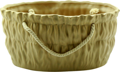 

Importwala Ceramic Big Oval Basket Brown Ceramic Flower Basket without Artificial Flower & Plant(W: 26 cm x H: 13.5 cm x D: 16 cm)