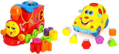 

GoAppuGo ABC Train Engine and Fruits Car Shapes Sorter Baby birthday gift for 1 2 3 year old boy girl(Multicolor)