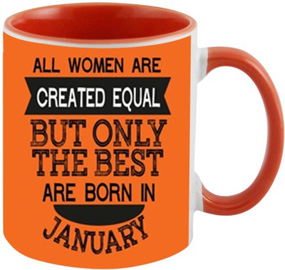 

Ashvah Women Born In January Ceramic Mug(350 ml), Orange