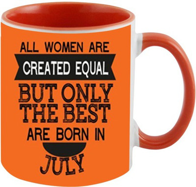 

Ashvah Women Born In July Ceramic Mug(350 ml), Orange