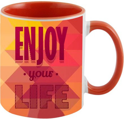 

Ashvah Enjoy Your Life Ceramic Mug(350 ml), Orange