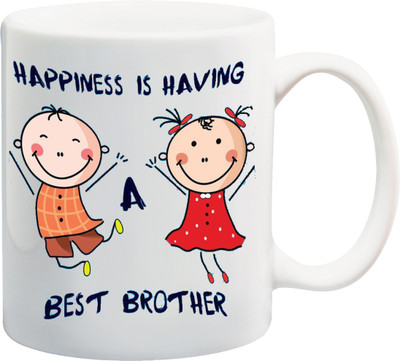 

ME&YOU Raksha Bandhan Gift For Bhai/ Bro; happiness is having a best brother printed Ceramic Mug(325 ml), Multicolor