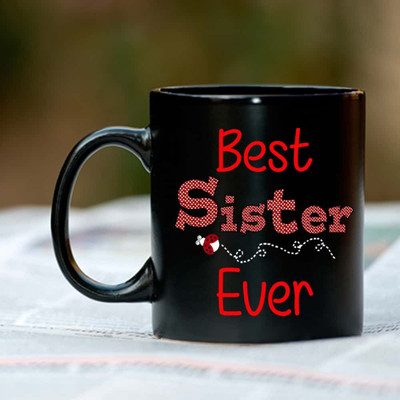 

Huppme Best Sister Ever Black Coffee Ceramic Mug(350 ml)