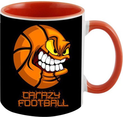 Ashvah Crazy Football Ceramic Mug(350 ml), Orange