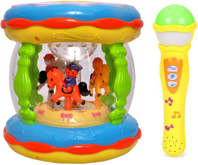 

Manpasand Toys combo set of kids drum and microphone set(Gold)